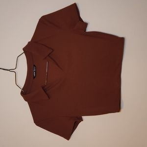 Sold - 90s inspired Brown polo crop top
